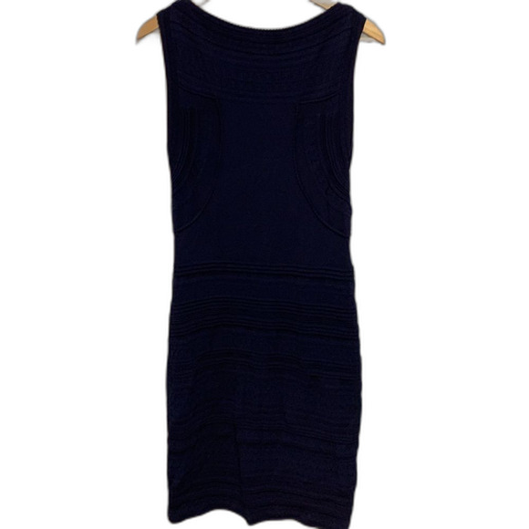 Marchesa Voyage Navy Blue Sleeveless Stitch Knit Sheath Below Knee Dress Size L - Picture 3 of 16